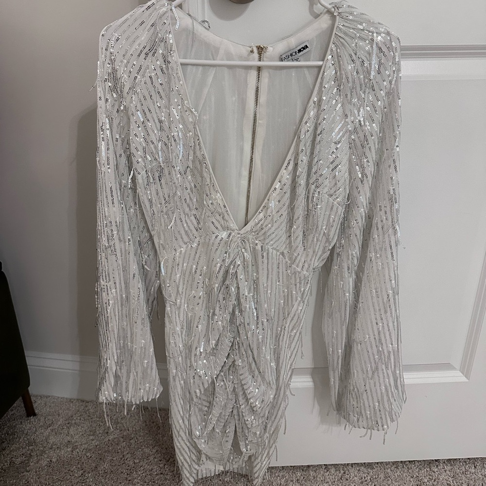 Zara White Sequin Dress